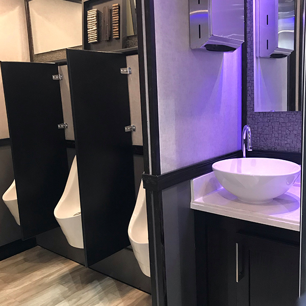 10-Station VIP Restroom Trailer - Men's Urinals -Restroom and Shower Trailer for Rent