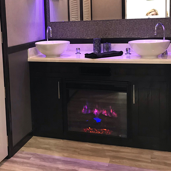 10-Station VIP Restroom Trailer - Fireplace