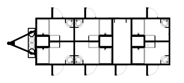 6-Station Shower and Restroom Combo Trailer