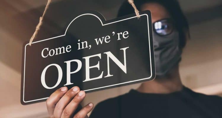 Open Sign at Store after Reopening California - Major Event Trailers