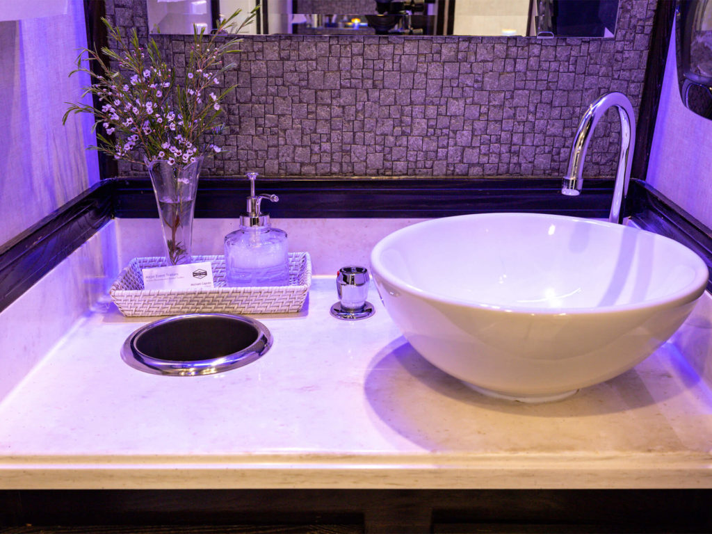 10-Station Luxury Restroom Trailer Rental – Men’s Restroom Sink