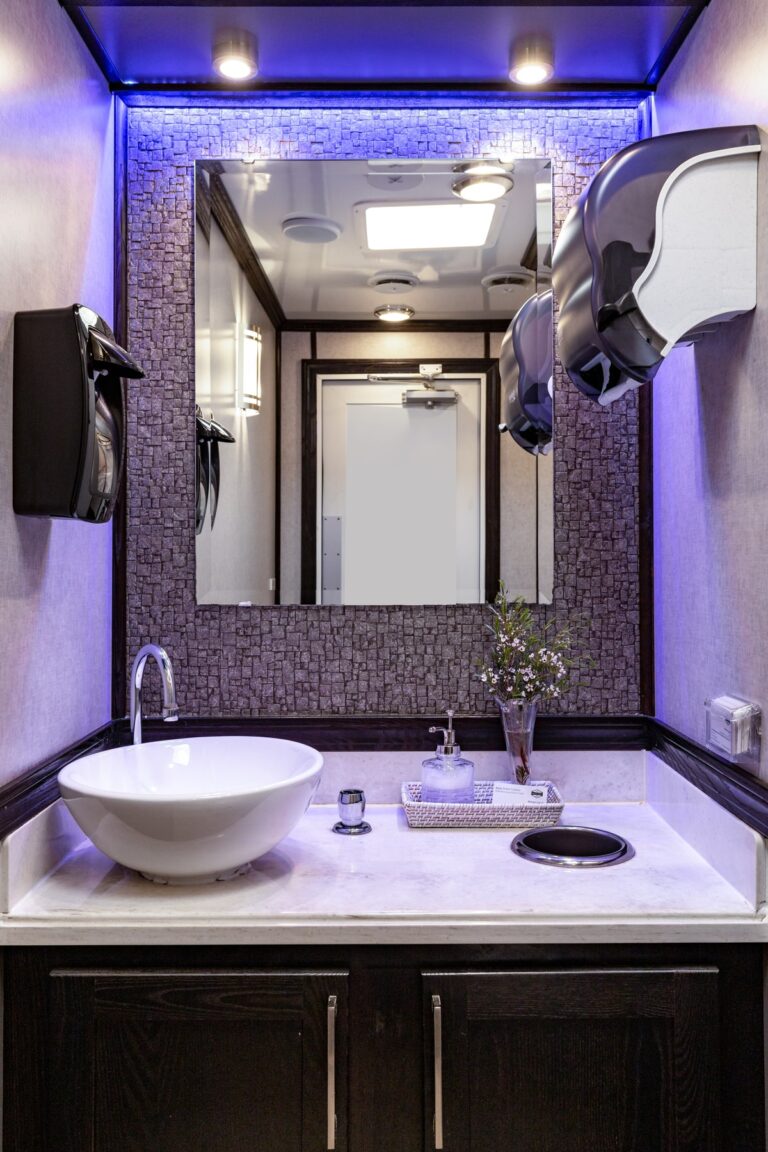 3-Station Luxury Restroom Trailer for rent from Major Event Trailers in Ventura, CA. - Interior View 3