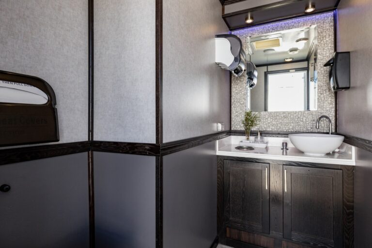 3-Station Luxury Restroom Trailer for rent from Major Event Trailers in Ventura, CA. - Interior View 6
