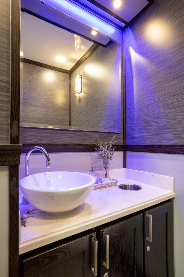 4-Station Luxury Restroom Trailer for rent from Major Event Trailers in Ventura, CA. - Interior View 2
