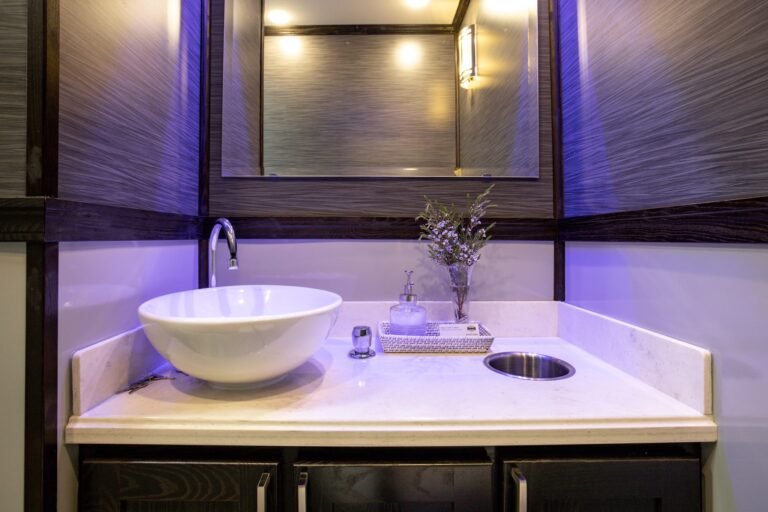 4-Station Luxury Restroom Trailer for rent from Major Event Trailers in Ventura, CA. - Interior View 3