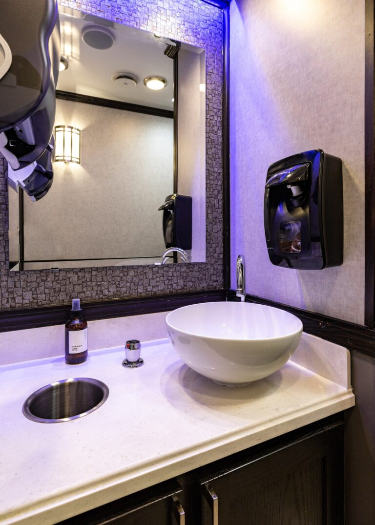 5-Station Luxury Restroom Trailer for rent from Major Event Trailers in Ventura, CA. - Interior View 7