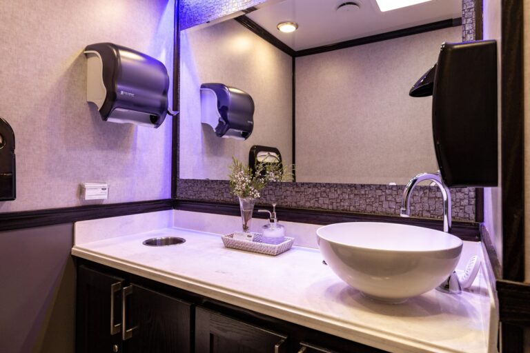 5-Station Luxury Restroom Trailer for rent from Major Event Trailers in Ventura, CA. - Interior View 2