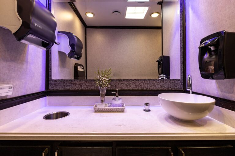 5-Station Luxury Restroom Trailer for rent from Major Event Trailers in Ventura, CA. - Interior View 3