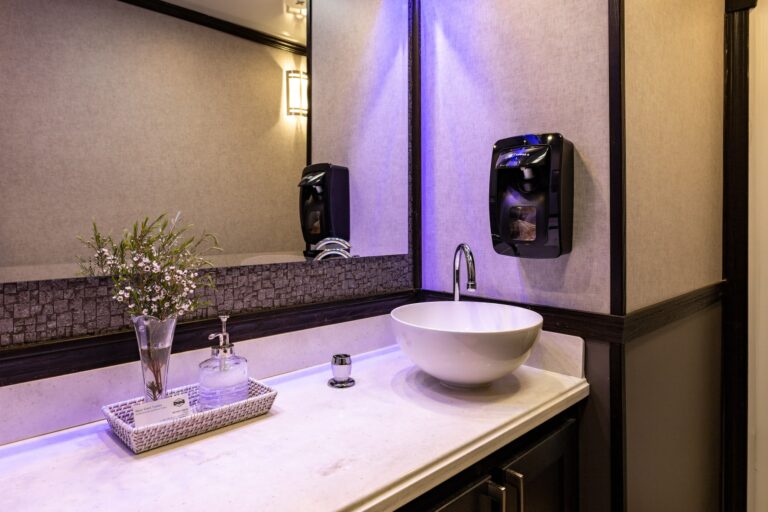 5-Station Luxury Restroom Trailer for rent from Major Event Trailers in Ventura, CA. - Interior View 4