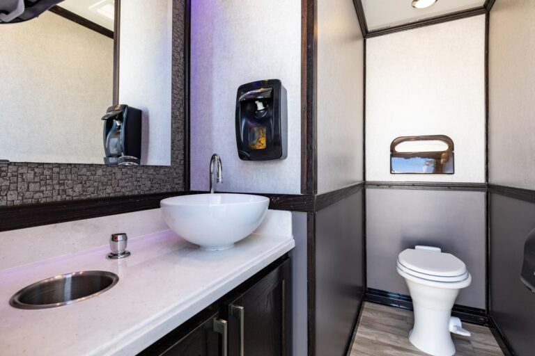 5-Station Luxury Restroom Trailer for rent from Major Event Trailers in Ventura, CA. - Interior View 5