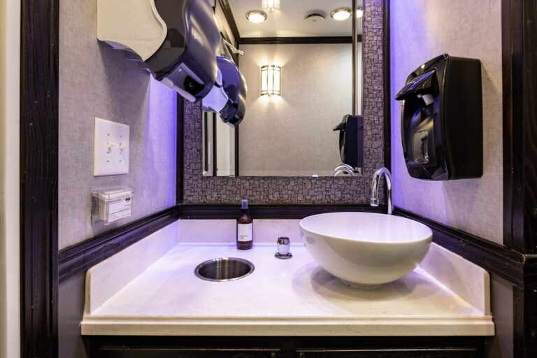 5-Station Luxury Restroom Trailer for rent from Major Event Trailers in Ventura, CA. - Interior View 6