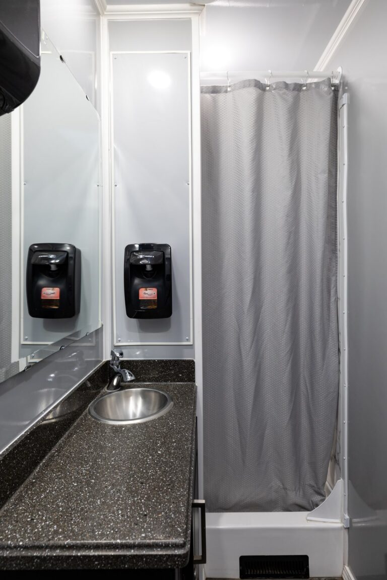 8-Station Mobile Shower Trailer for rent from Major Event Trailers in Ventura, CA. - Interior View 2