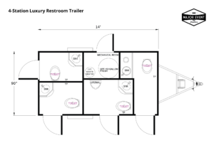 4 Station Luxury Restroom Trailer Diagram