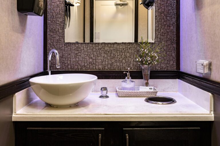 2-Station Luxury Restroom Trailer for rent from Major Event Trailers in Ventura, CA. - Interior View 3