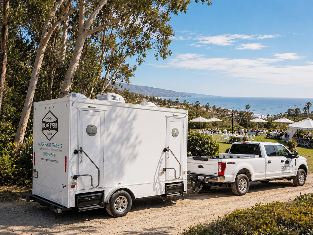 2 stall luxury restroom trailer delivery in goleta ca by major event trailers v2